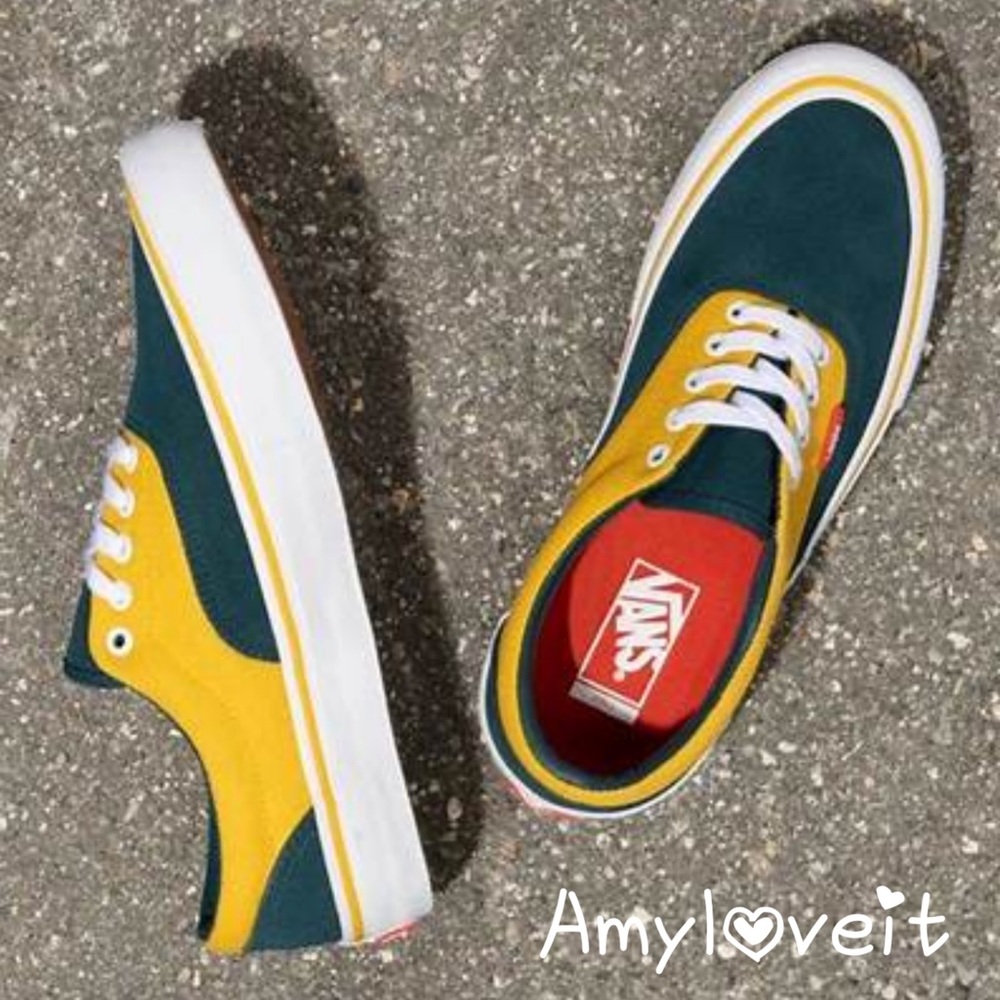 Vans Women's Yellow & Teal Canvas Low-Top Sneakers